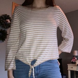 Creme and white striped top